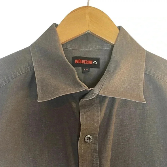 Wolverine Men’s Gray Button Up Long Sleeved Work Shirt Large Pockets Outdoor - Picture 3 of 11